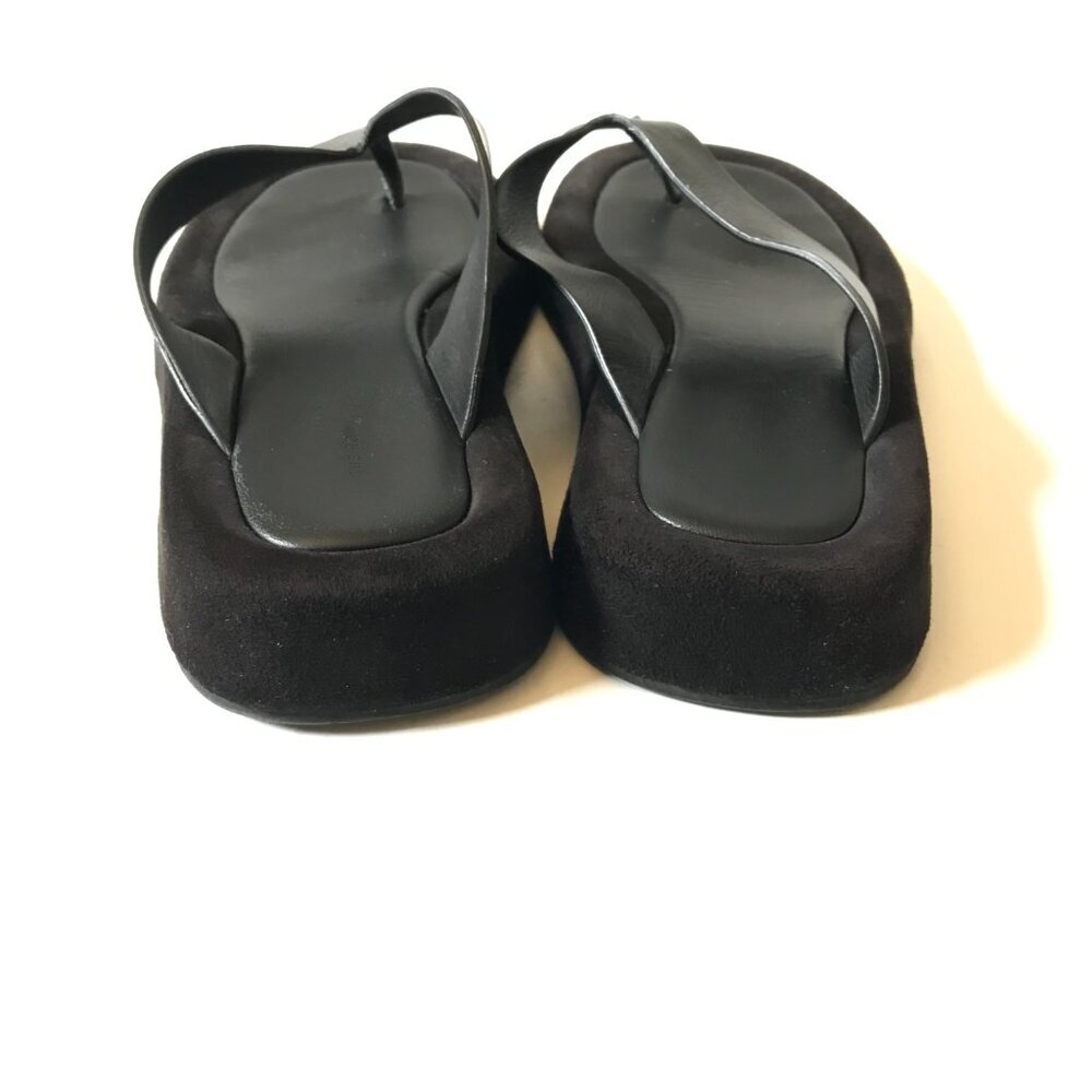 The ROW Ginza Leather Platform Sandals Flip Flops Womens 41.5 11.5 Black Suede - Picture 9 of 14